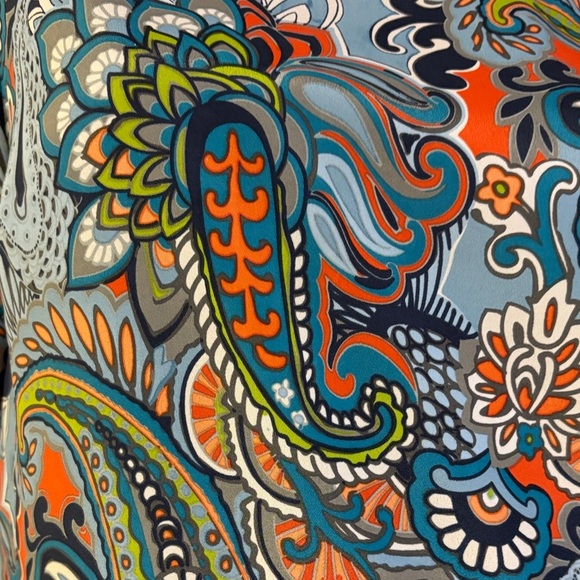 J. Crew Blue and Green, orange geometric, print mini Dress, size 10 - Picture 6 of 9